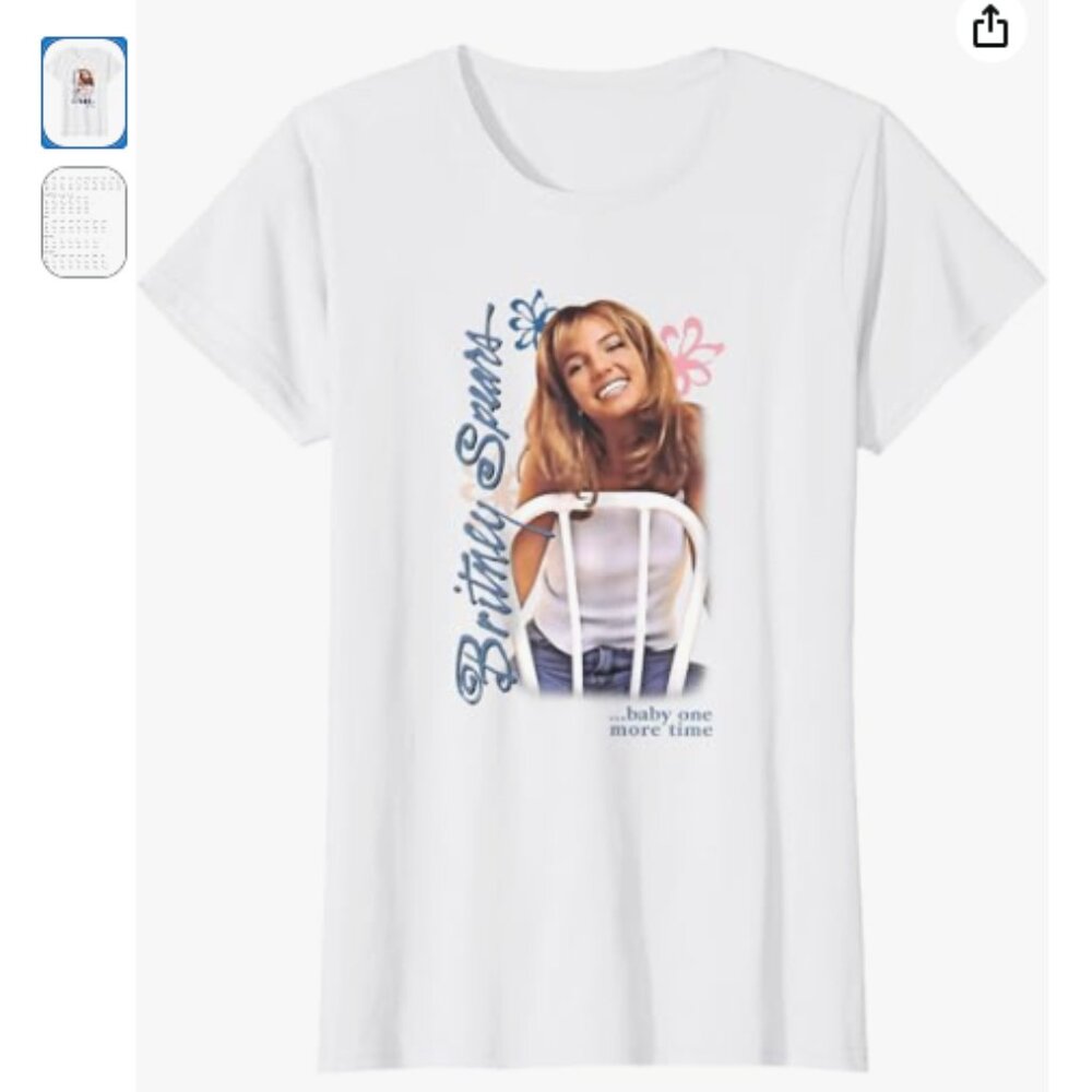 Port&Co Britney Spears Baby One More Time White Women's LARGE Concert T-shirt
